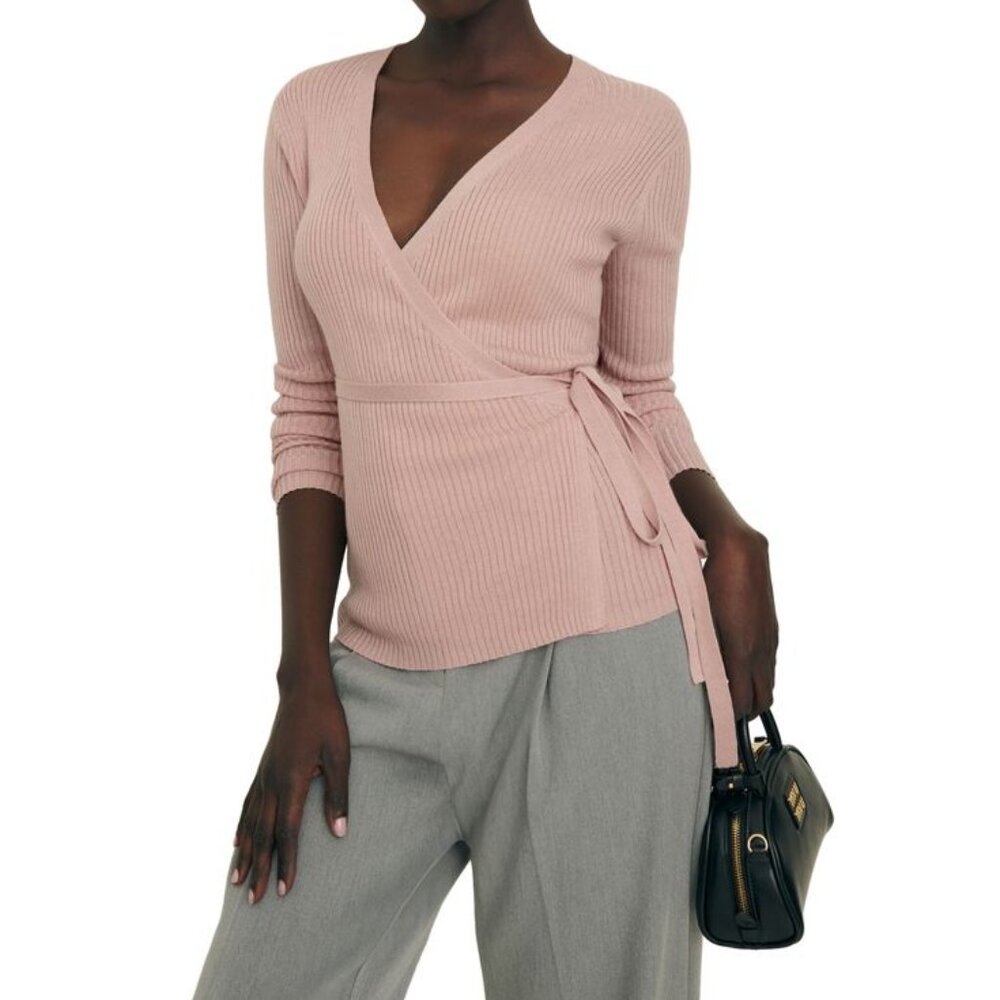 Reformation Pink Wrap Sweater